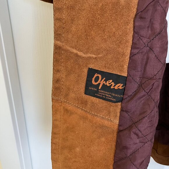 Opera Brand Hooded Suede Coat Snap Front Quilted Lining Vintage Made in Canada - Picture 7 of 12